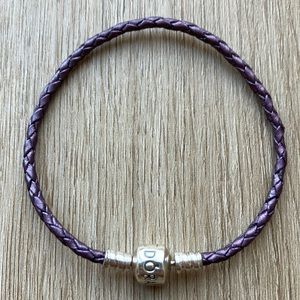 Pandora Purple Leather Woven Bracelet
